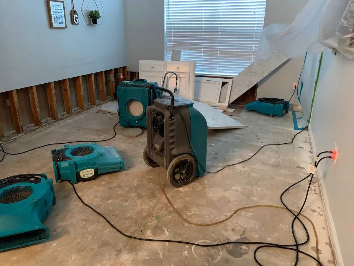 Dehumidifier in flood-cut room for Water Extraction & Removal in Dayton